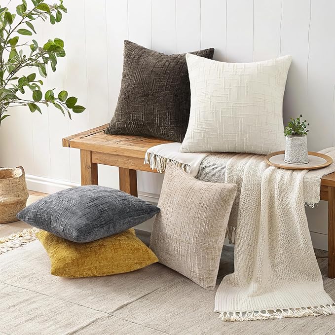 decorUhome Dark Brown Chenille Throw Pillow Covers 20x20 Set of 2 Textured Soft - Image 6