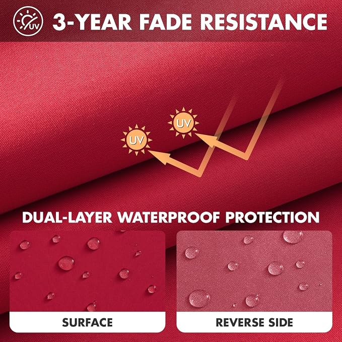 MIULEE Red Outdoor Seat Cushion 24x24 Inch Waterproof & 3 Year Fade Resistant - Image 3