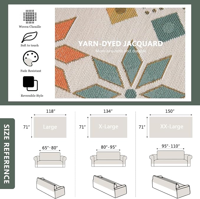DREAMINGO Couch Cover Boho Washable Sofa Covers - Image 6