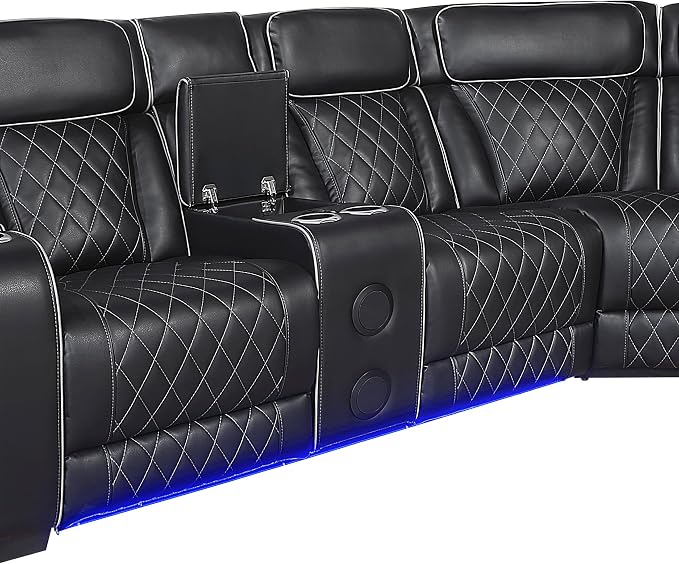 Lexicon 118" Power Reclining Sectional Sofa, Wall Hugger, 2 Recliner Seats - Image 24