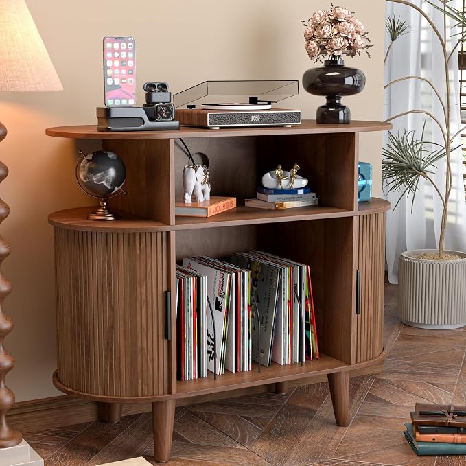 LUVIOHOME Large Round Record Player Stand - Image 3