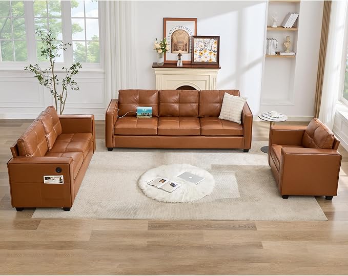 TYBOATLE Brown Leather Sofa Couch Sectional Couches by TYBOATLE
