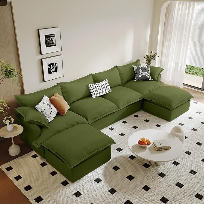 6 Seat U Shape Modular Sectional Couch Sofa by Gtilzria