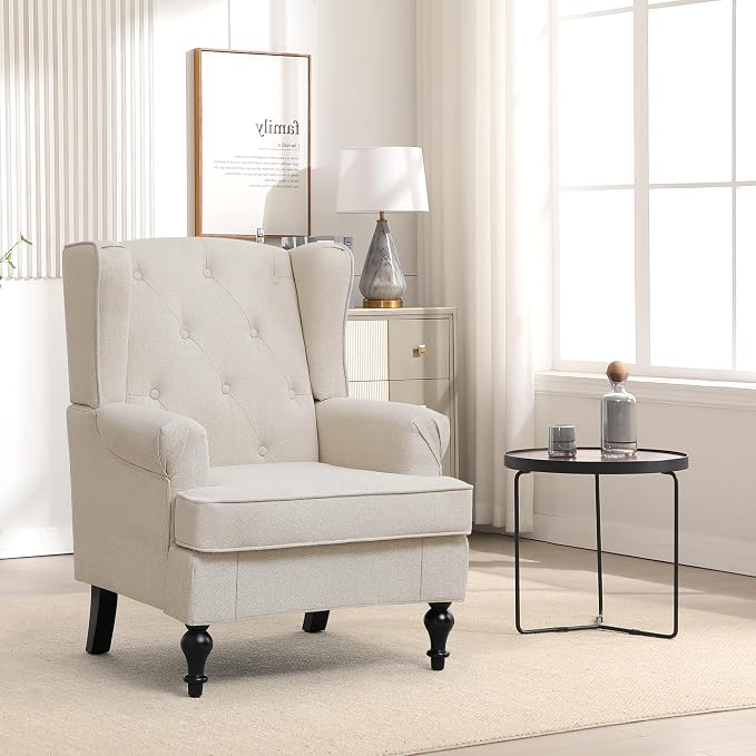 Accent Chair for Living Room, Mid Century Modern Upholstered Armchair, Wingback - Image 8