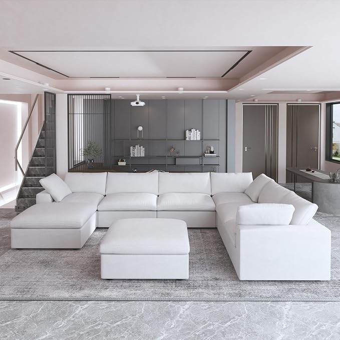160" Cloud Sectional Couch, Overzised Down Filled Couch, 8 Seater Convertible - Image 3