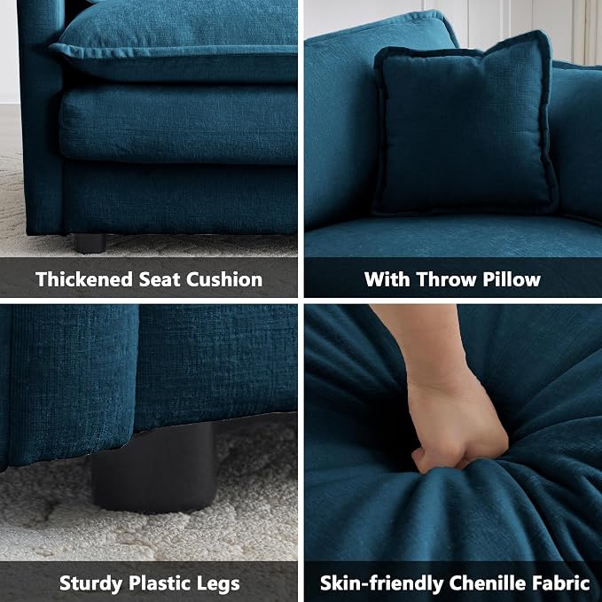 mikibama Luxury Oversized 3 Piece Sofa Set, 2 Pieces of 2 Seater and 1 Piece of - Image 5
