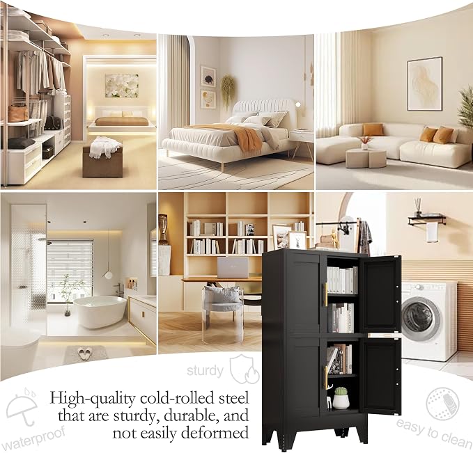 GAIOUS 47.25" Metal Storage Cabinet, Freestanding Bathroom Cabinet, Pantry - Image 8