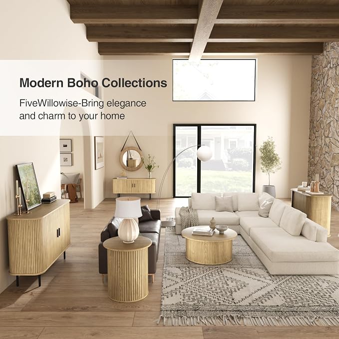47''W Natural Storage Cabinet, Media Console, Tambour TV Stand; Sliding Door - Image 6