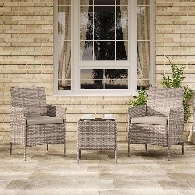 GAOMON 3-Piece Patio Furniture Set, Modern PE Rattan Conversation Set - Image 3