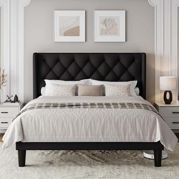 Einhomn Black Queen Size Platform Bed Frame - Image 7