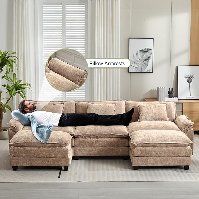 Oprisen 120" Modular Sectional Sofa, Comfy Cloud Couch Sectional Sofa - Image 5