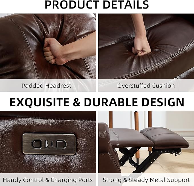 EBELLO 2 Piece Power Faux Leather Recliner Sofa Set, Reclining Living Room - Image 3