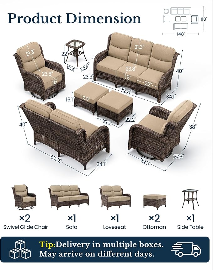 HILLGA 7-Piece Luxury Patio Furniture Set - Image 2