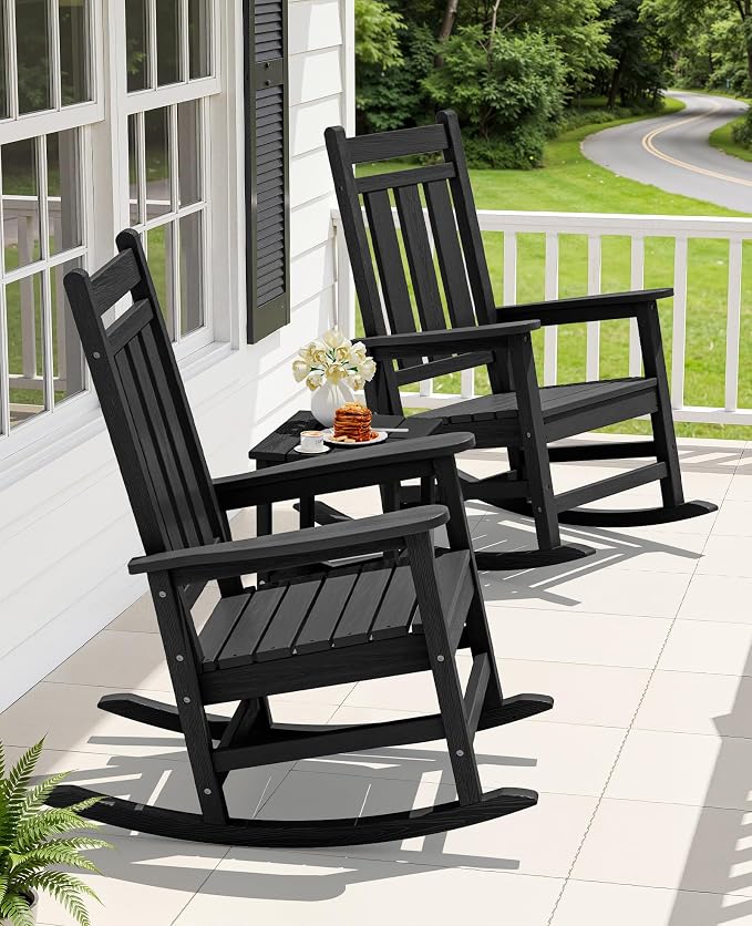KINGYES Oversized Outdoor Rocking Chair, All-Weather Patio Rocking Chairs - Image 2
