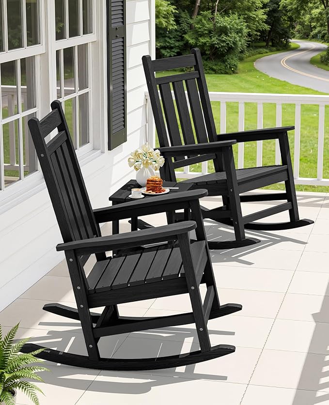 KINGYES Oversized Outdoor Rocking Chair Set of 4, All-Weather Patio Rocking - Image 2