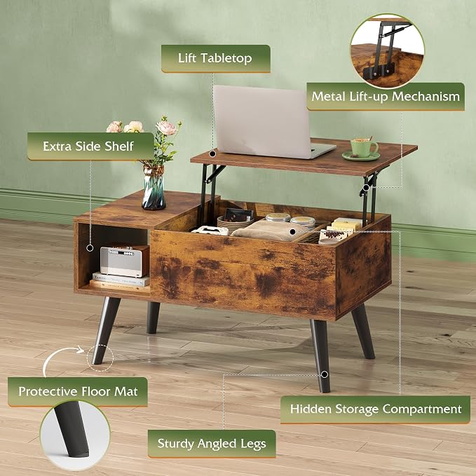 WLIVE Coffee Table for Living Room, Small Coffee Table - Image 6