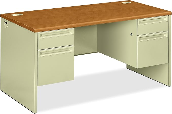HON Double Pedestal Desk, 60 by 30 by 29-1/2-Inch, Harvest/Putty by HON