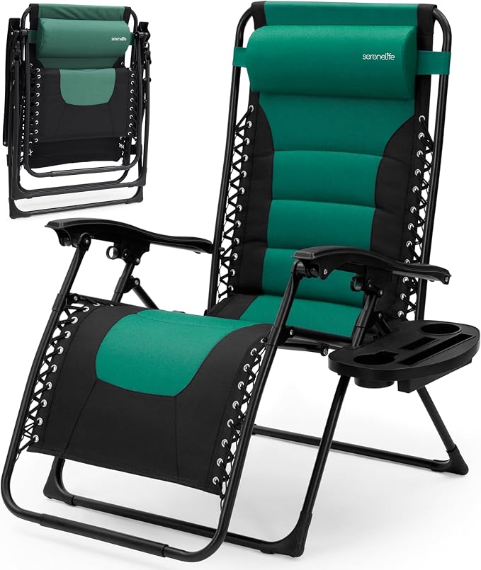 SereneLife Oversized Padded Zero Gravity Lounge Chair, Foldable Outdoor Patio by SereneLife