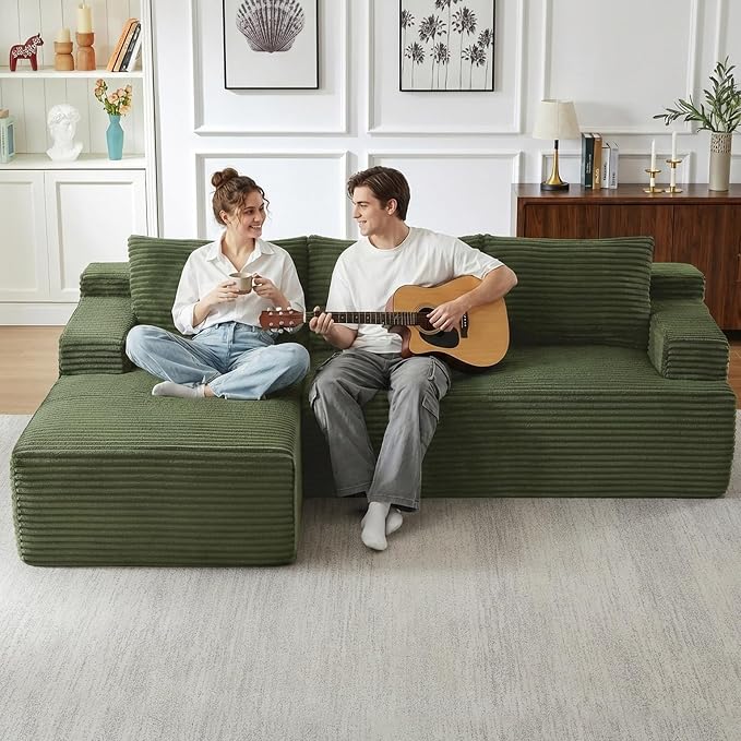 96" Cloud Sectional Couch with L-Shape Chaise, Modular Comfy Sofa Chaise Longue - Image 6