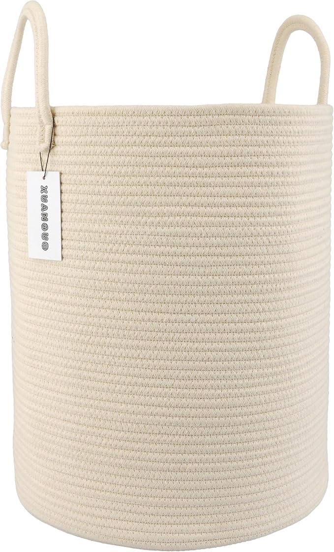 XUANGUO Cotton Rope Laundry Basket Hamper by XUANGUO