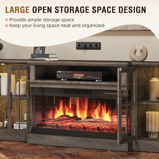 98" Farmhouse TV Stand with 36" Fireplace - Image 3