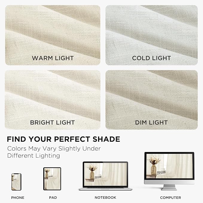 Joydeco Linen Curtains for Living Room, Light Filtering Rod Pocket Back Tab - Image 6