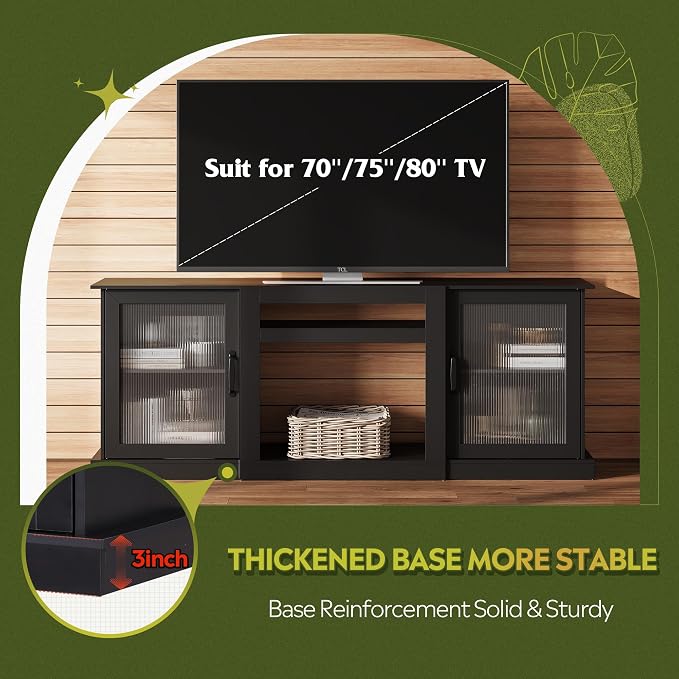 WLIVE Farmhouse TV Stand for 75 inch TV, Entertainment Center - Image 3