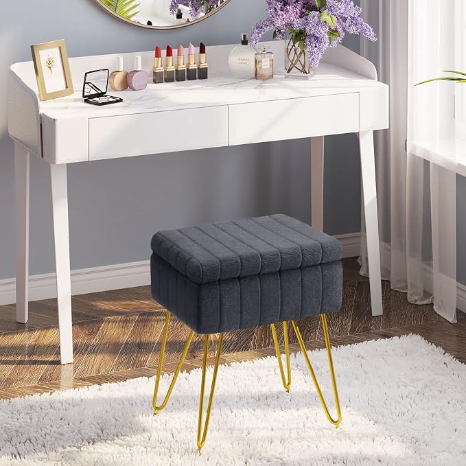 Greenstell Vanity Stool Chair Faux Fur - Image 2