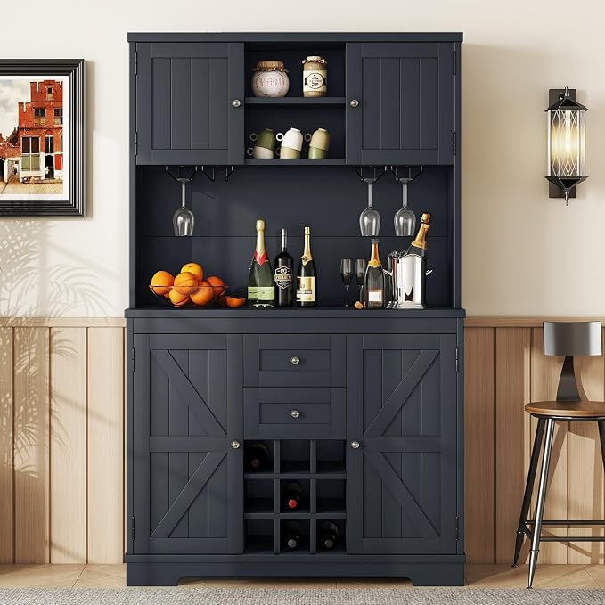 VilroCaz Farmhouse Freestanding Kitchen Pantry, Coffee Bar Cabinet Kitchen - Image 3