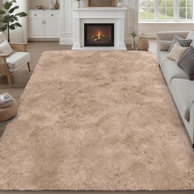 Fluffy Area Rugs 9x12 Living Room Bedroom: Ultra Soft Shag Rug Upgrade Non-Slip by Luxturiy