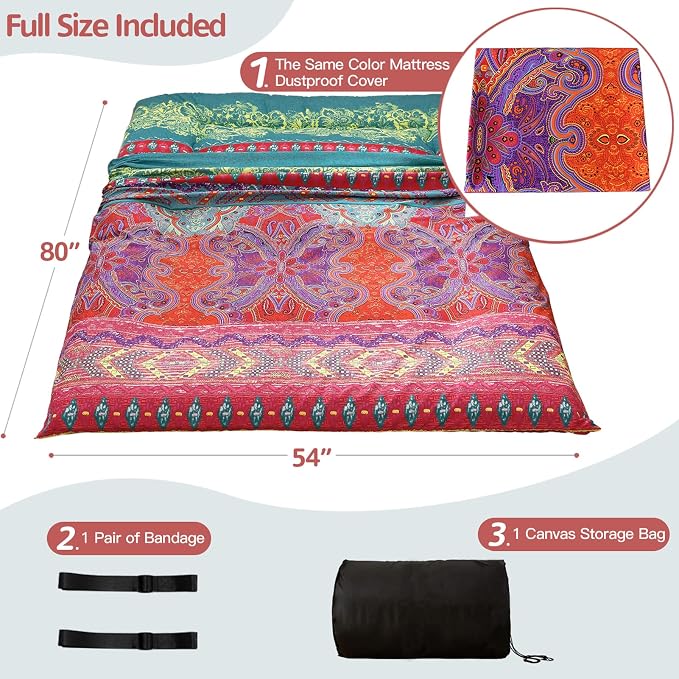 MAXYOYO Bohemian Retro Mattress Boho Floral Japanese Futon Mattress Tatami - Image 2