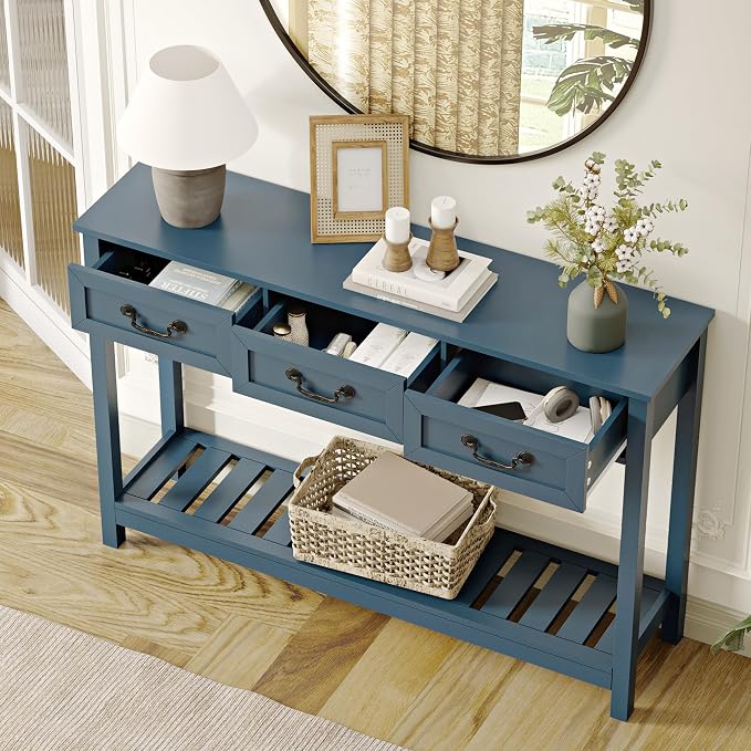 ChooChoo Console Table with 3 Drawers, Rustic Entryway Table, Narrow Long Sofa - Image 4