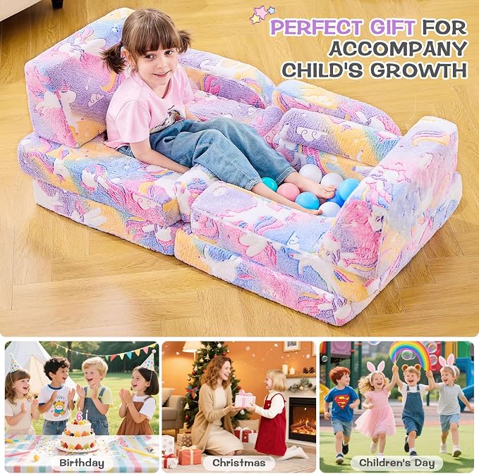 IFNOW Modular Kids Play Couch, Convertible & Washable Toddler Foam Couch Kids - Image 7