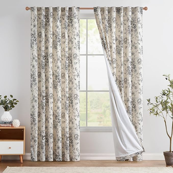 jinchan Floral Linen Lined Curtains by JINCHAN
