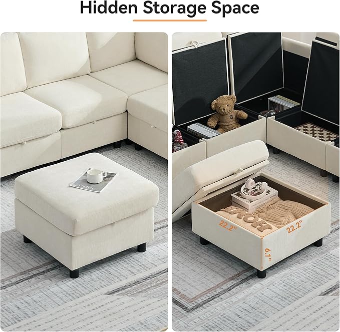 WUTUTUEE 25" Square Storage Ottoman - Image 4