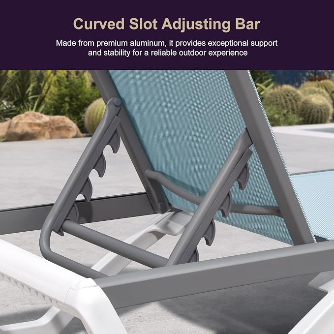 PURPLE LEAF Patio Chaise Lounge Chair Outside Aluminum Plastic Stackable - Image 8