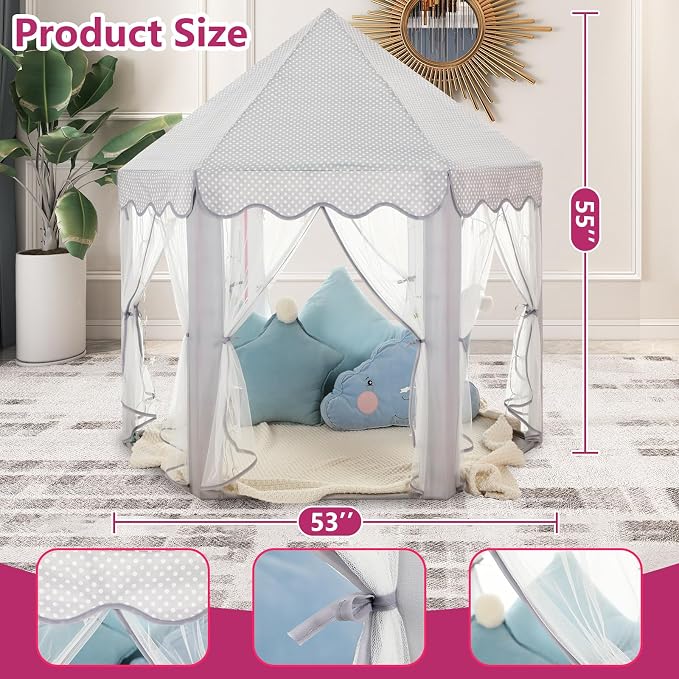 Monobeach Princess Tent Girls Large Playhouse Kids Castle Play Tent - Image 6