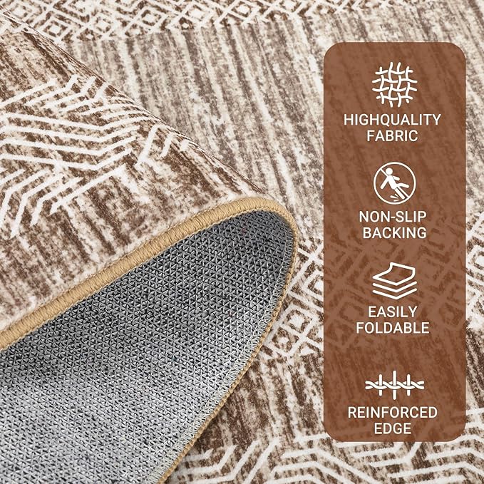 GarveeHome Modern Geometric Area Rug 5x7 Distressed Bordered Rug Washable Non - Image 3