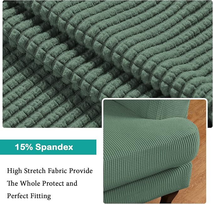Turquoize Wingback Chair Covers 2 Piece Wing Chair Slipcover Stretch Slipcovers - Image 4