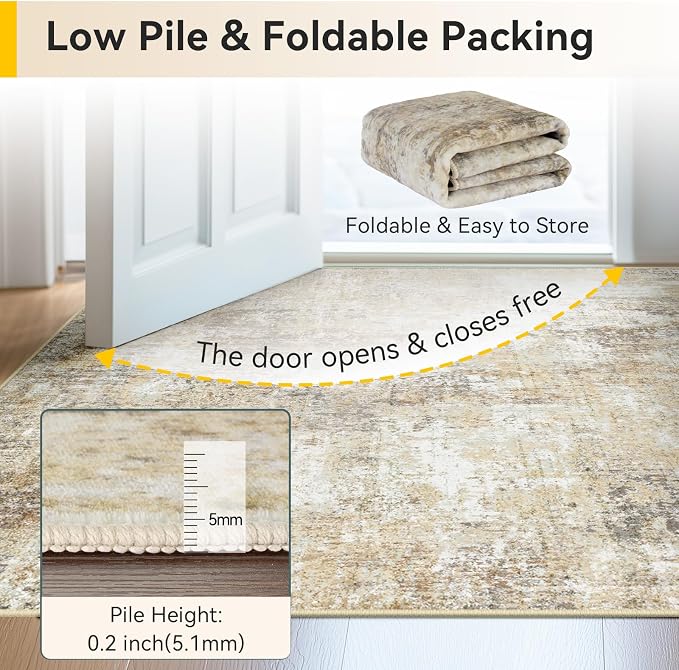 Washable Area Rugs 2'x10' Non-Slip Modern Abstract Soft - Image 6