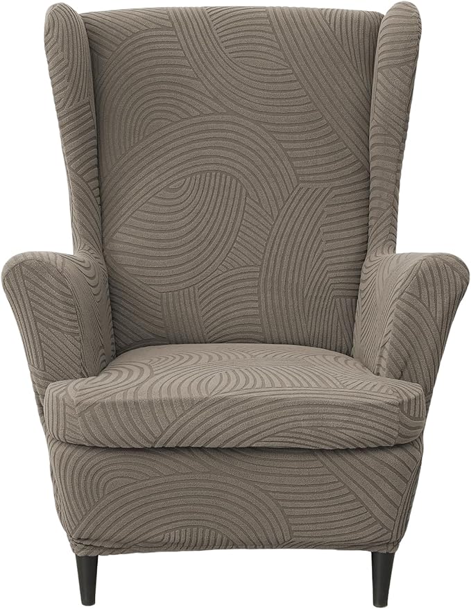 HAOYONG Wing Chair Slipcovers Printed Wingback Chair Covers 2 Pieces Wingback by HAOYONG