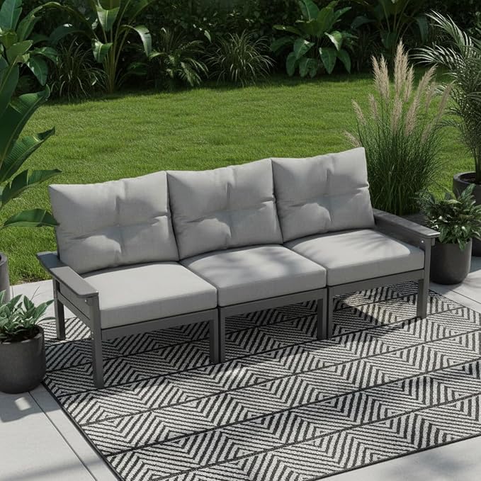HDPE 3 Piece Patio Furniture Set, All-Weather Outdoor Couch Set by YourPerfectOutdoorEscape