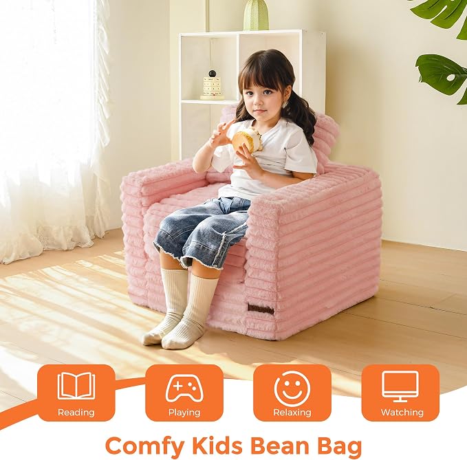 MAXYOYO Kids Bean Bag Chair, Comfy Faux Fur Bean Bag Sofa - Image 6