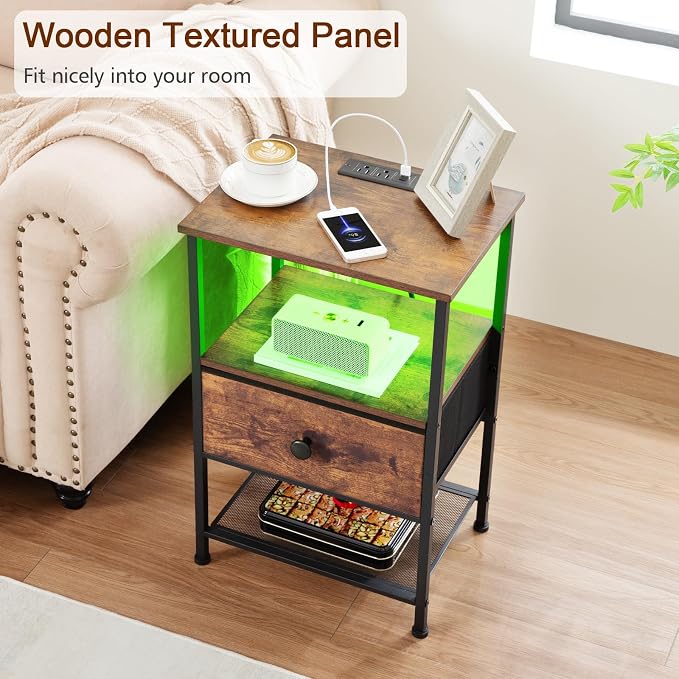 LOAKEKEL Night Stand Set 2, LED Nightstand - Image 9