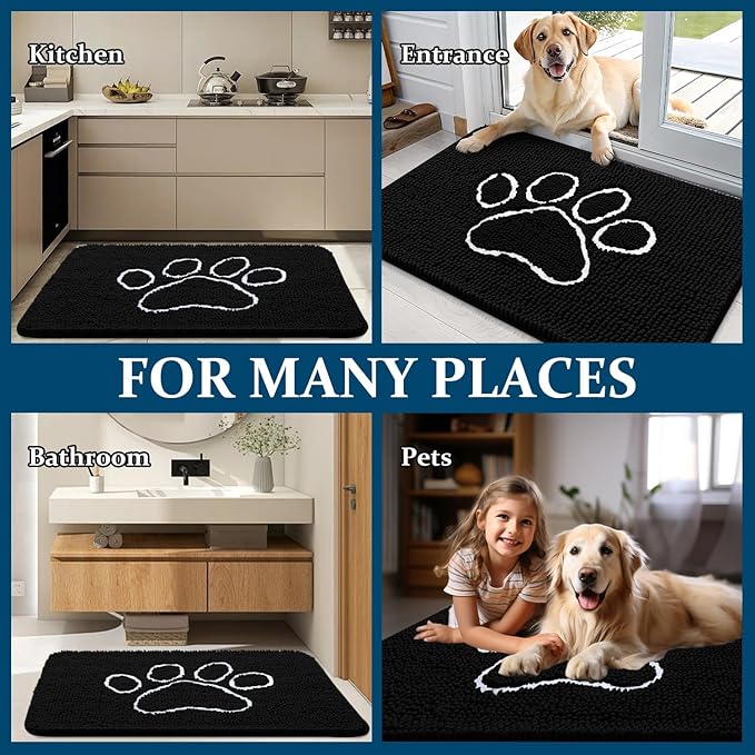 OLANLY Dog Door Mat for Muddy Paws 48x30, Paw Print Design, Absorbs Moisture - Image 8