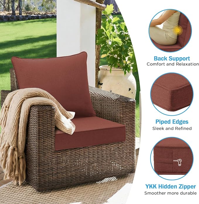 Sunbrella Outdoor Deep Seat & Back Cushion Set, 24 x 24 Inch Water Repellent - Image 6