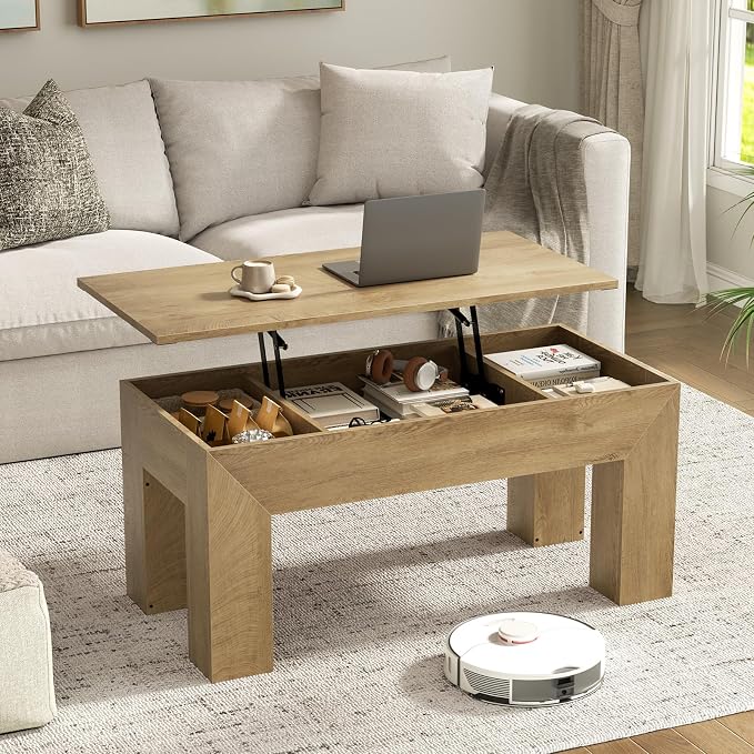FABATO 41.7'' Lift Top Coffee Table, Wooden Rectangle Coffee Table by FABATO