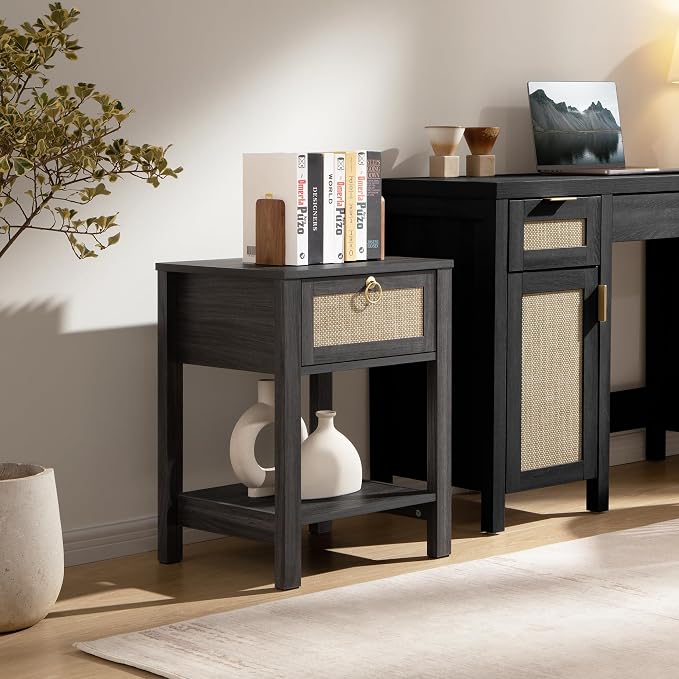 SICOTAS Rattan Nightstand Set of 2, Rattan Decor Drawer - Image 9
