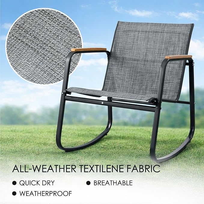 Kozyard 3-Piece Rocking Chair Set, Outdoor Rocking Textilene Bistro Set - Image 3