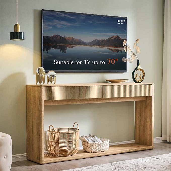 OKD 63" Fluted Console Table for Entryway, Modern Entryway Table - Image 7